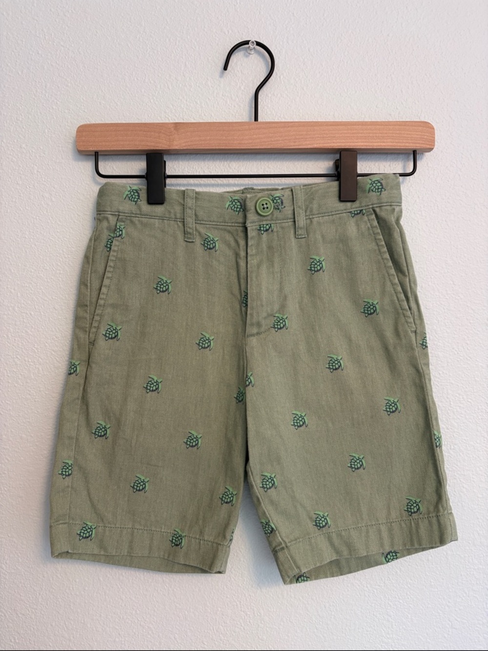 Crewcuts Olive Green Embroidered Turtle Shorts
